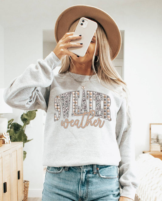 Camo Sweater Weather Fall Crew Neck Sweatshirt