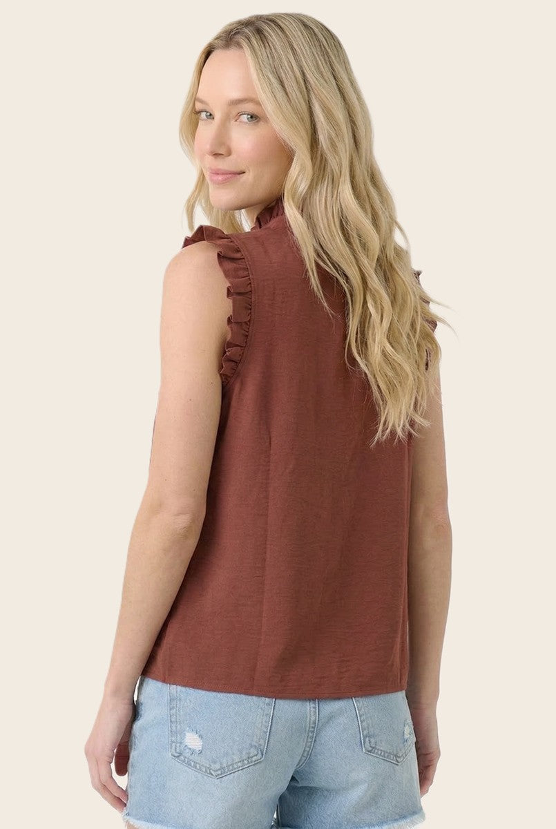 Cinnamon Charm Ruffle Sleeve Blouse