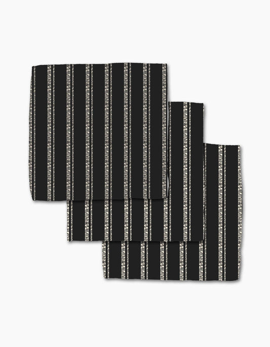 Zebra Pin Stripe Black Dishcloth Set