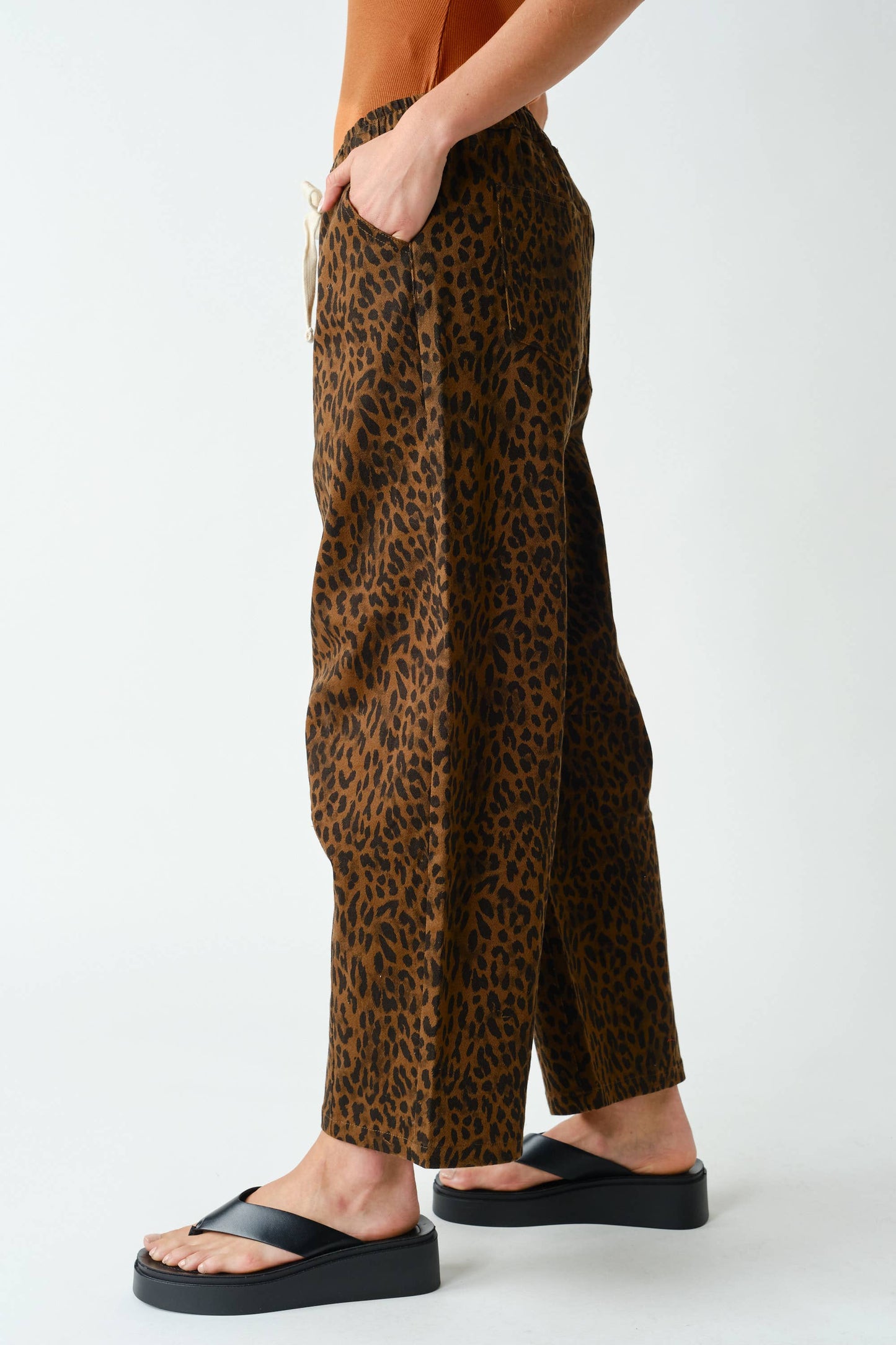 Mono B Leopard Lounge Wide-Leg Pants