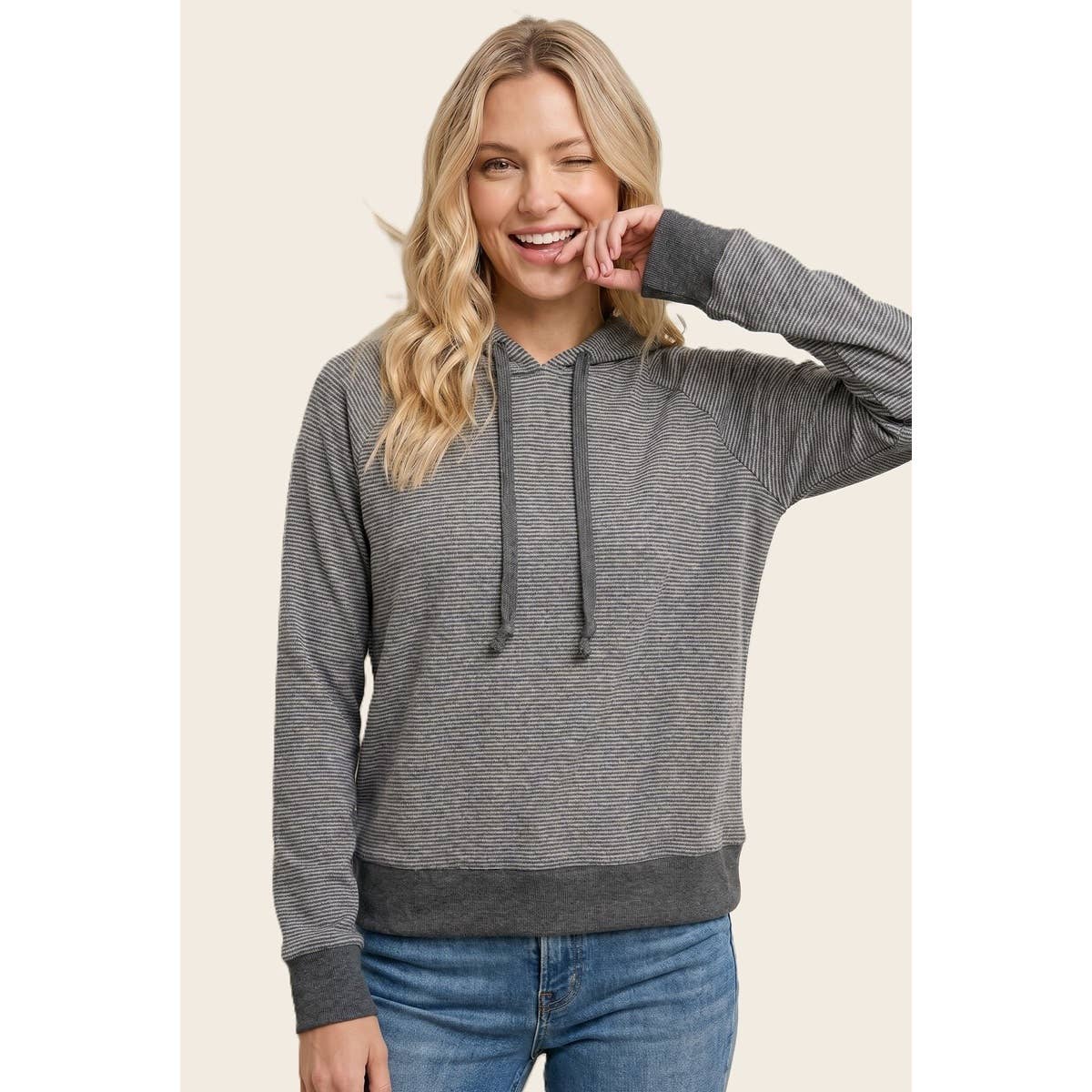 Grey Pinstriped Hoodie