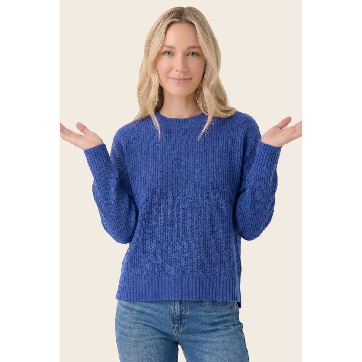 Solid Fuzzy Basic Sweater