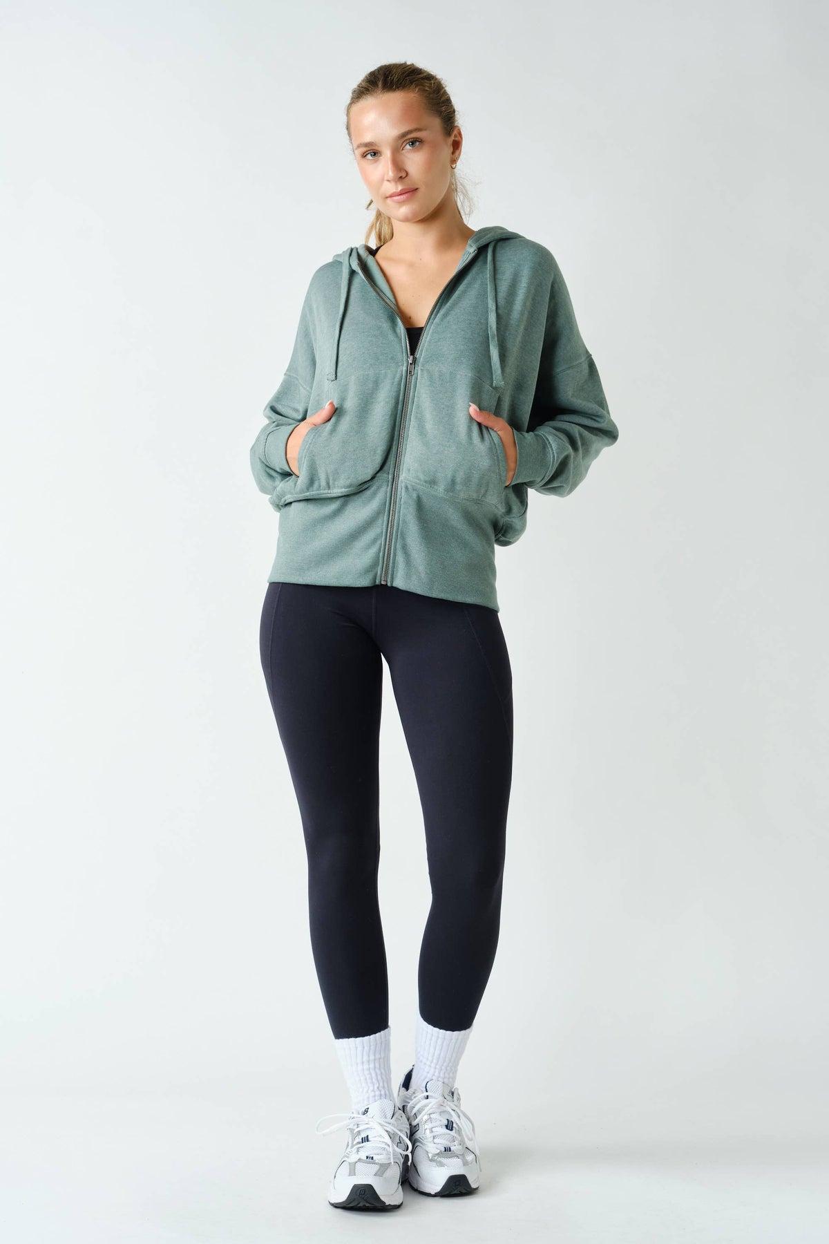Mono B Fleece Hoodie Jacket with Tapered Sleeves