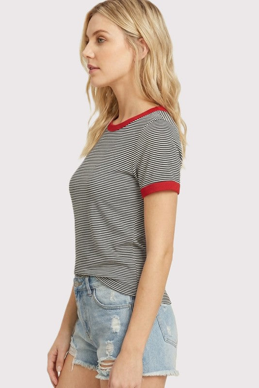 Soft Pinstripe Crewneck Tee