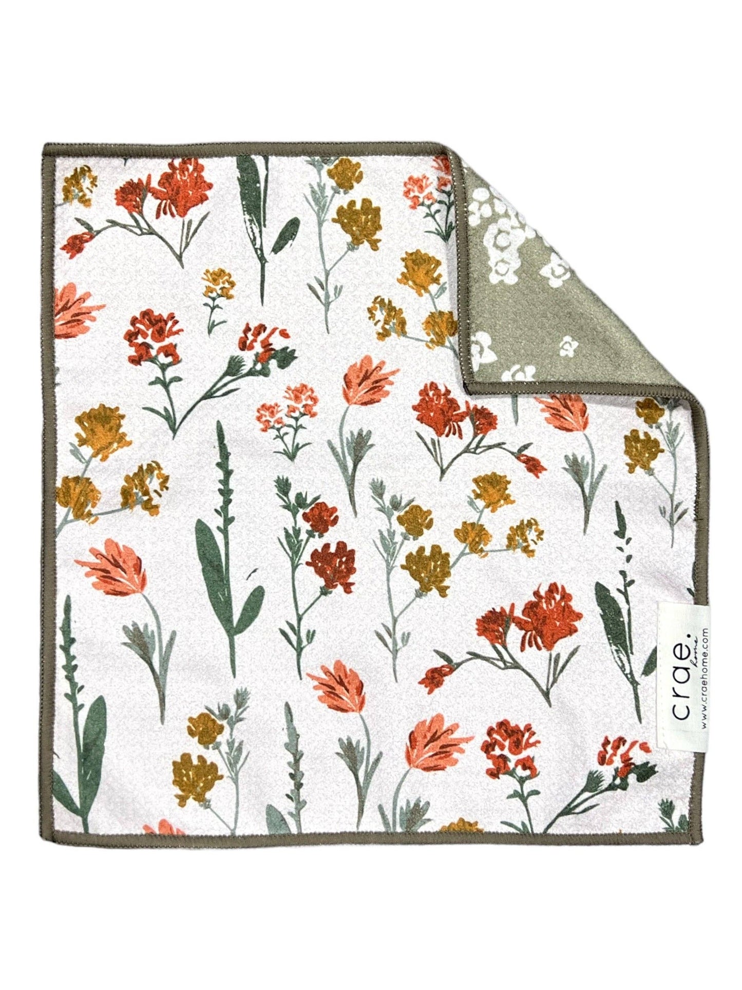 Mallory: Reversible Washcloth: Sage Green/Cream / 12x12 in