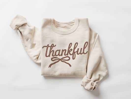 Thankful Bow Crew Neck Sweatshirt