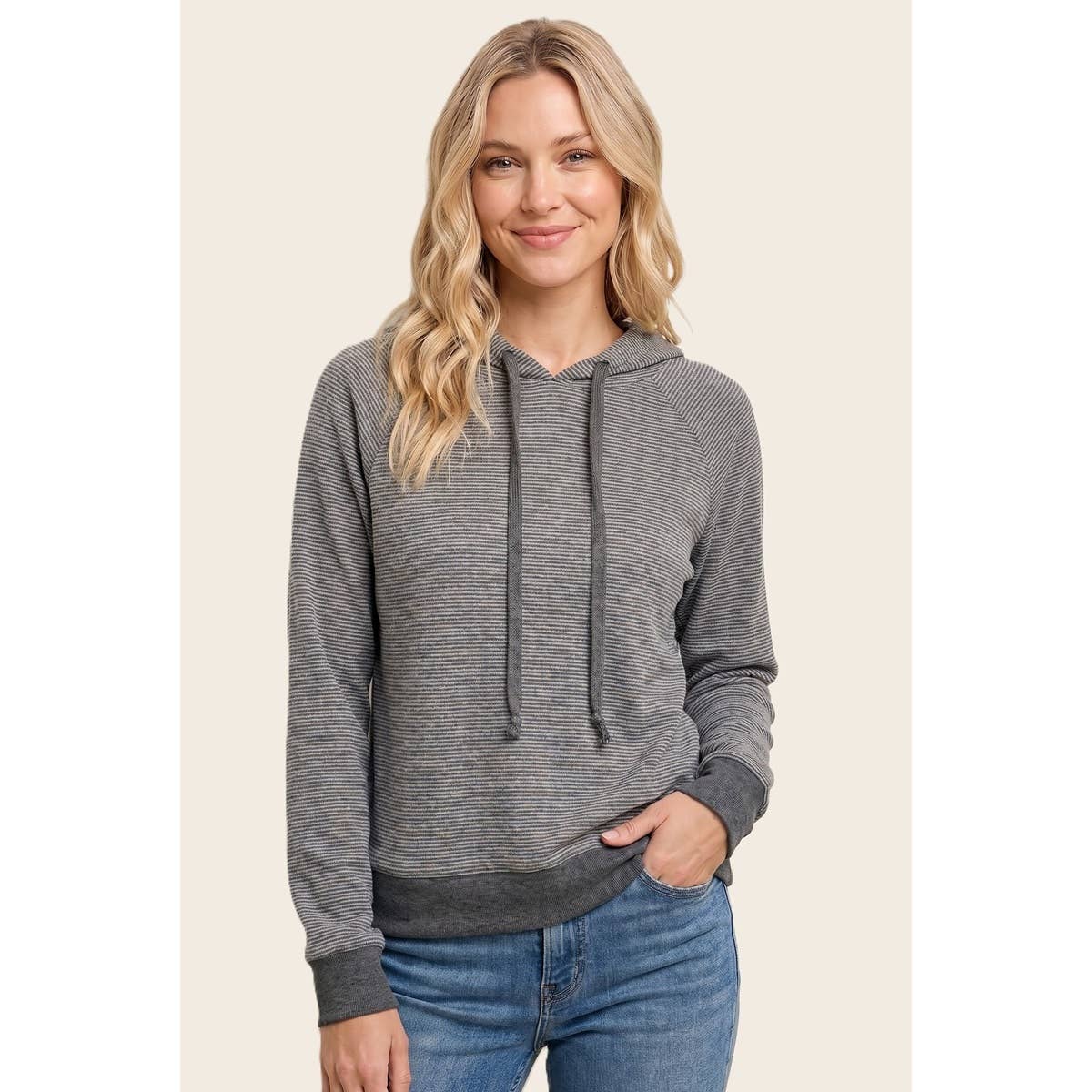 Grey Pinstriped Hoodie