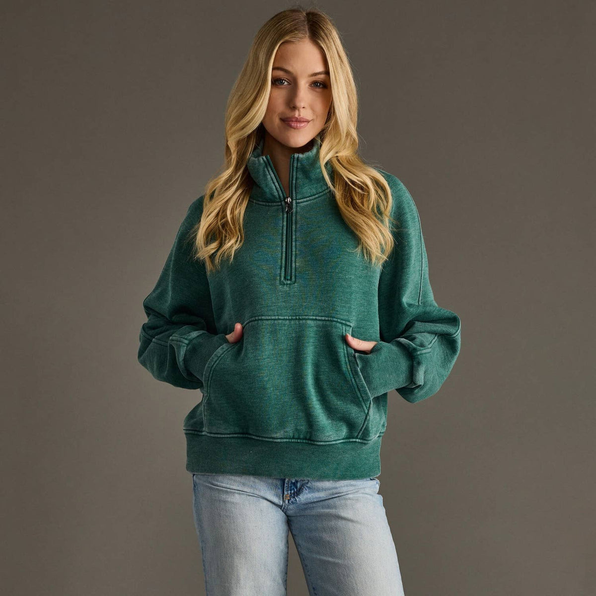 Dk Green Quarter Zip Sweatshirt