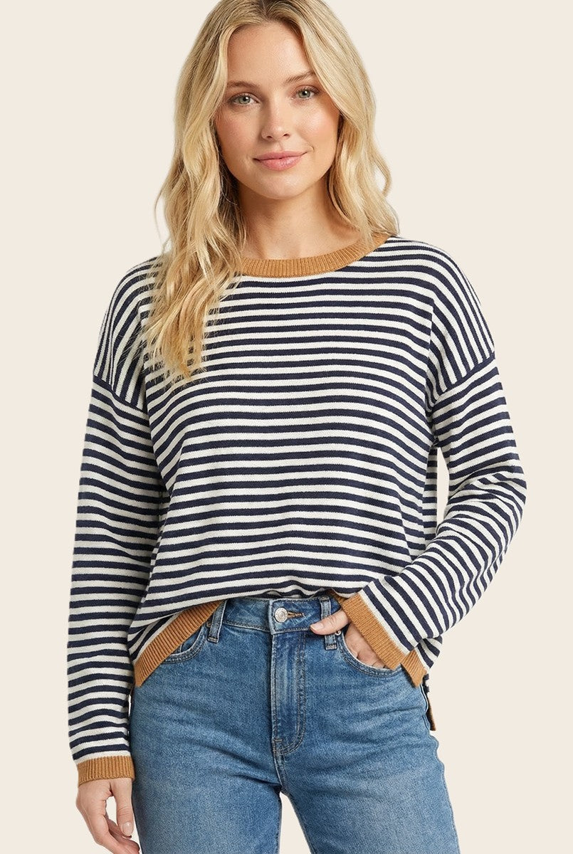 Striped Contrast Trim Sweater