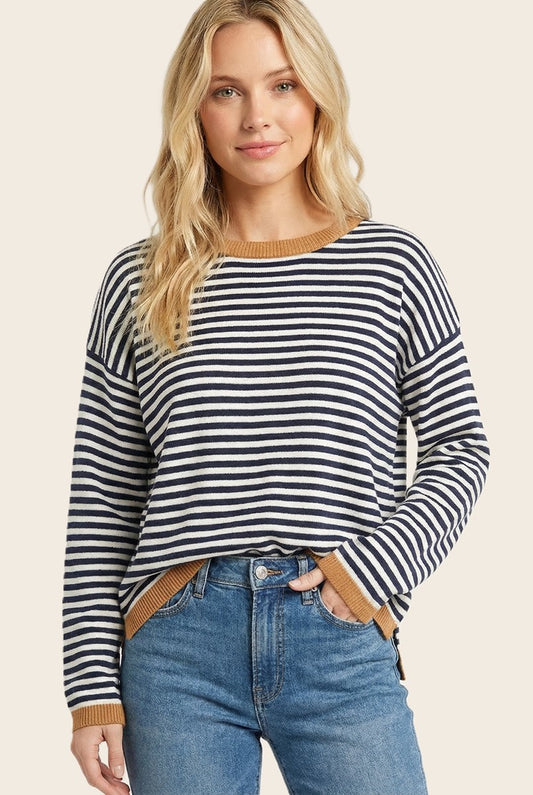 Striped Contrast Trim Sweater