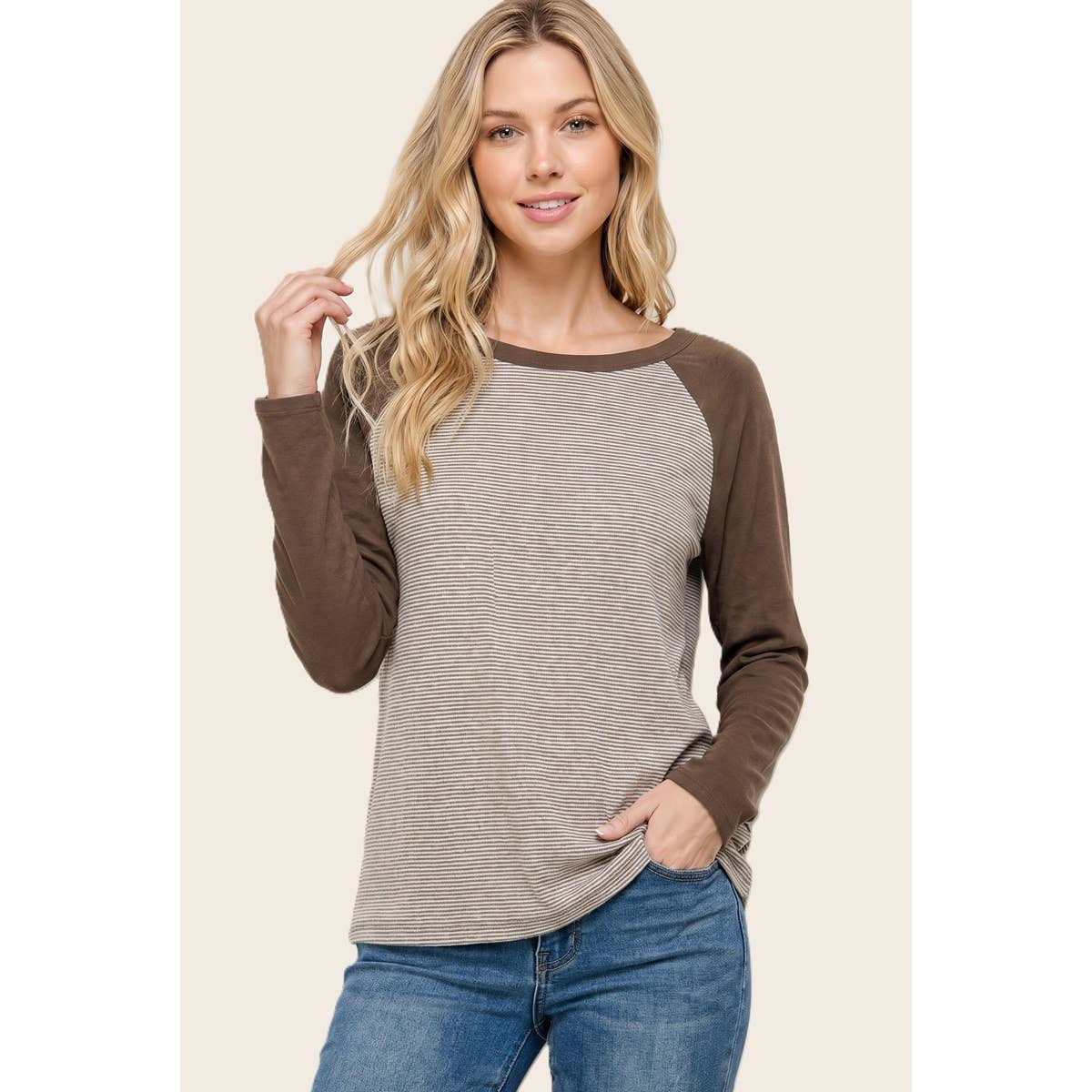 Brown Pinstriped Top