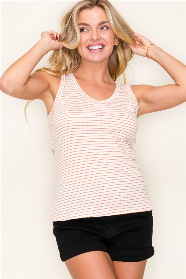Orange Striped Ribbed Tank – Lightweight Summer Favorite – Sandhills ...