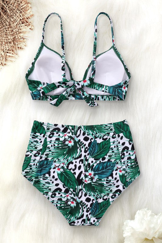 Leaves & Leopard Print Bikini