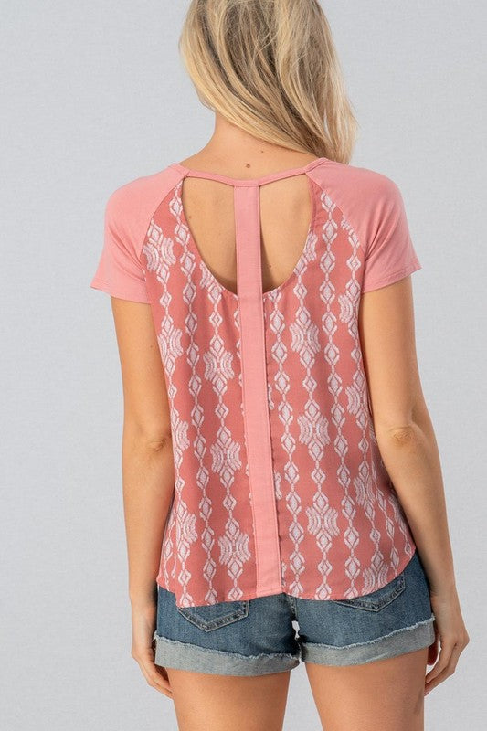 Geometric Print Open Back Top