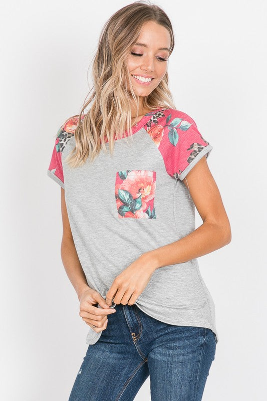 Floral Top with Pocket