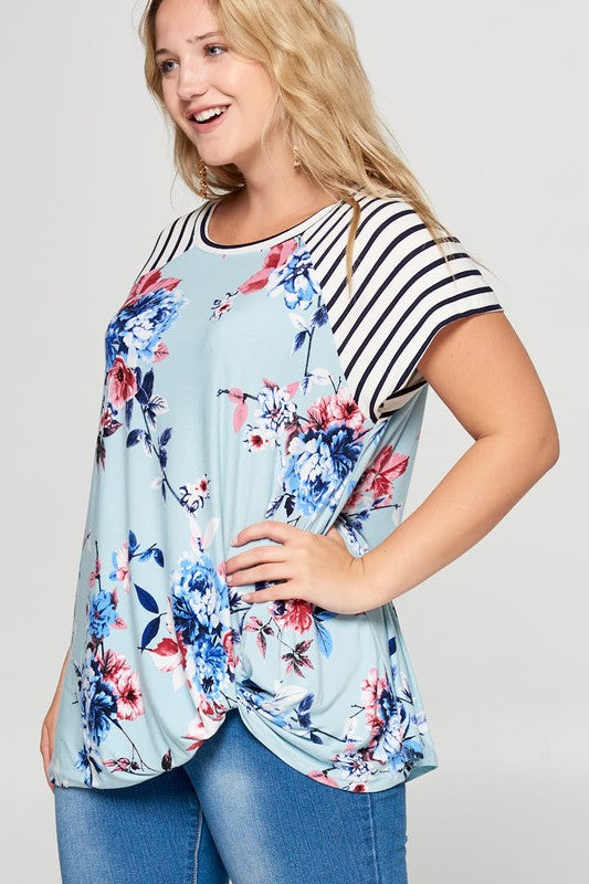 Plus Size Floral Printed Casual Top