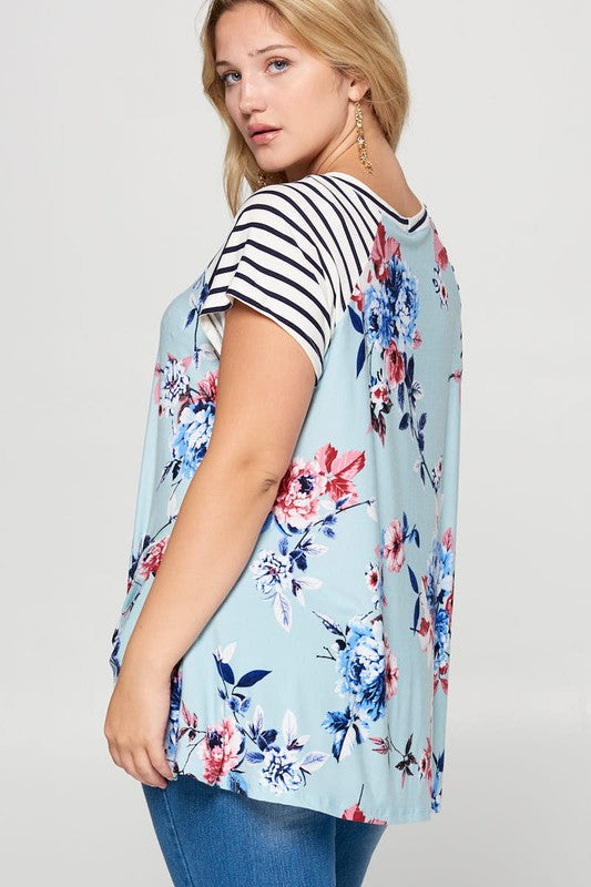 Plus Size Floral Printed Casual Top