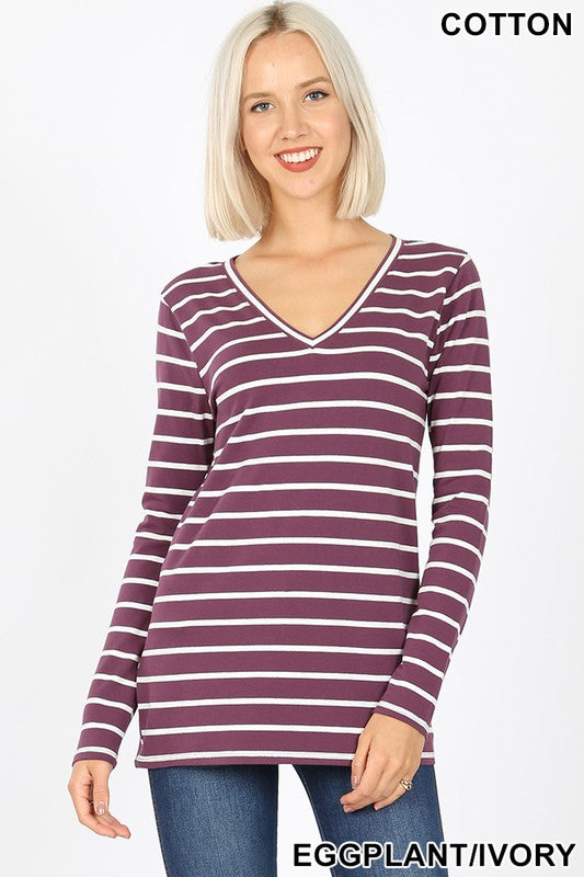 Striped V-Neck Top