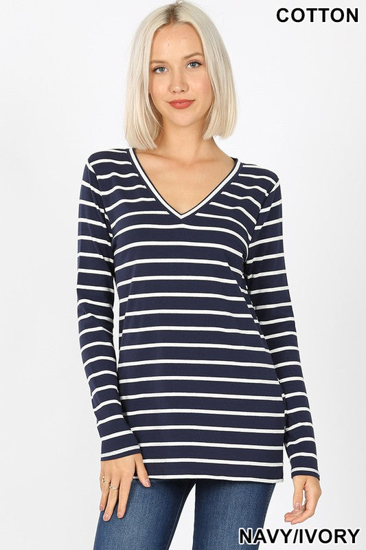 Striped V-Neck Top