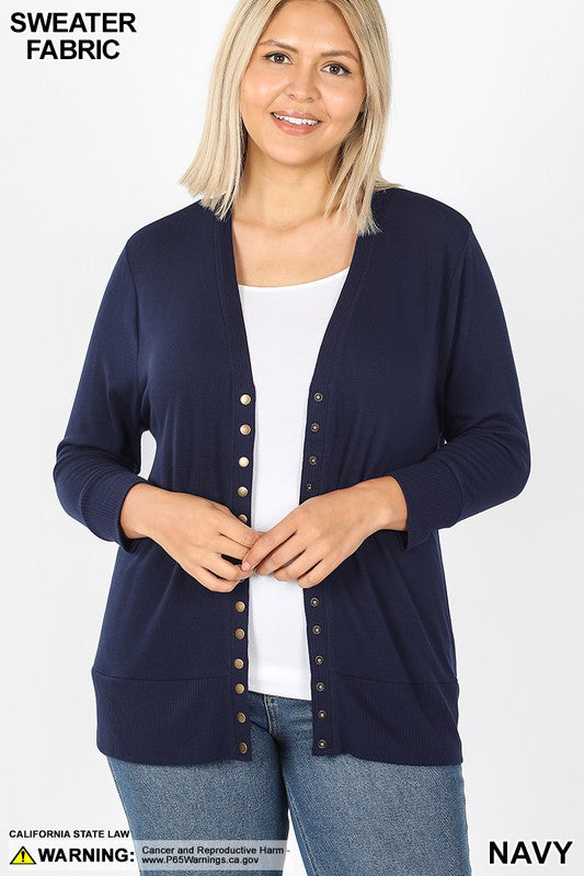 3/4 Sleeve Button Up Cardigan