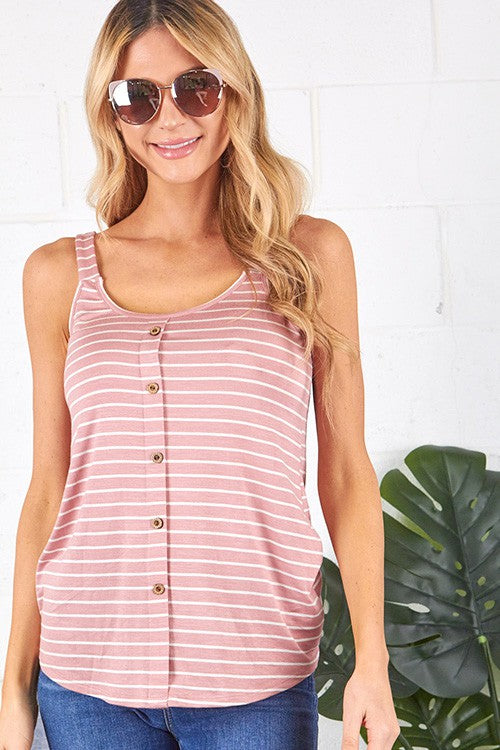 Striped Tank with Buttons