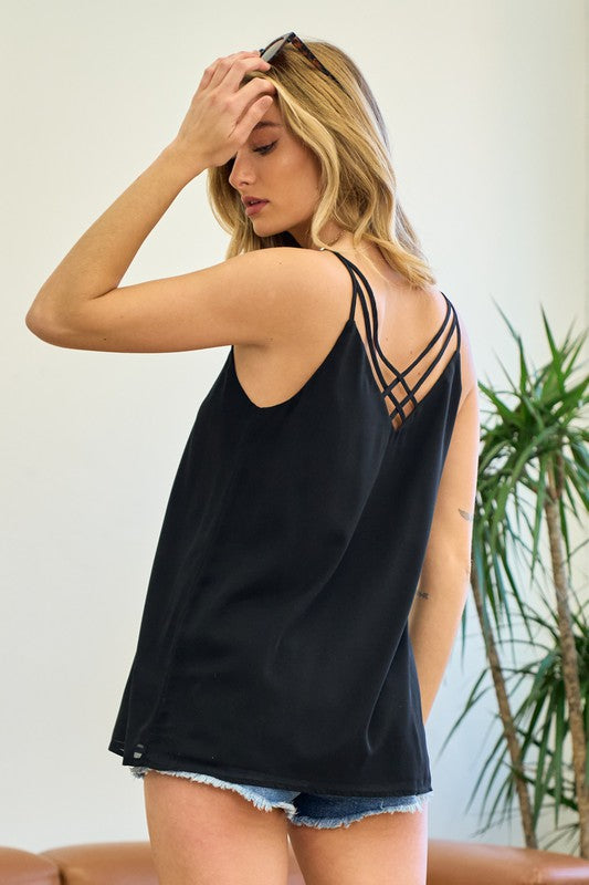 Spaghetti Back Deep V Tank