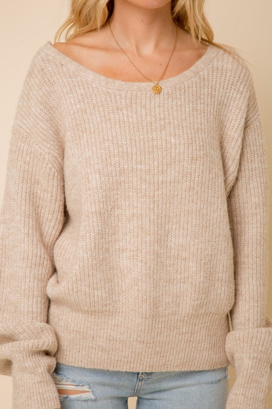 Lace Up Back Sweater