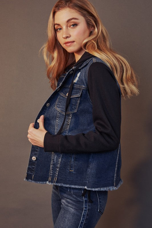 Boyfriend Hooded Denim Jacket by KanCan