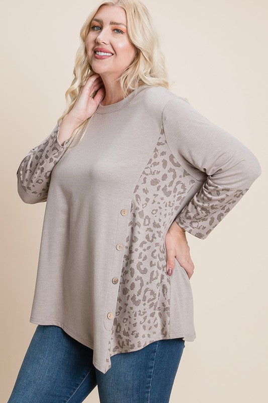 Plus Size French Terry Animal Print Top