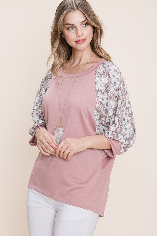 Plus Size Solid French Terry Fashion Top