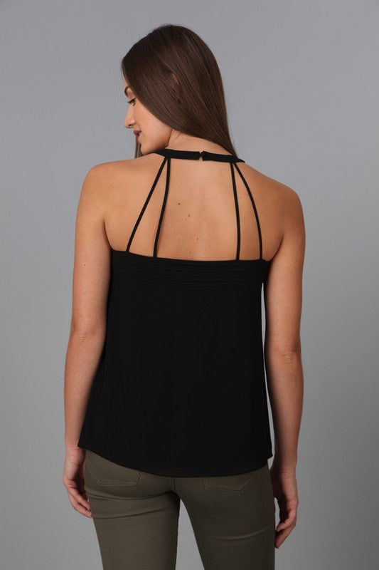 Pintuck Detailed High Neck Top