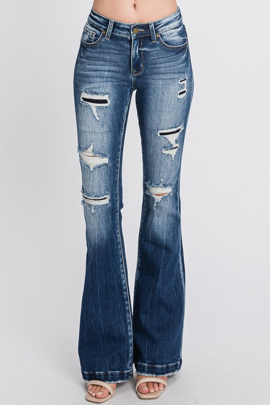 Mid Rise Bell Bottom Jeans