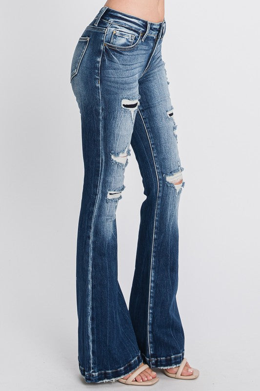 Mid Rise Bell Bottom Jeans