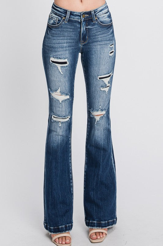 Mid Rise Bell Bottom Jeans