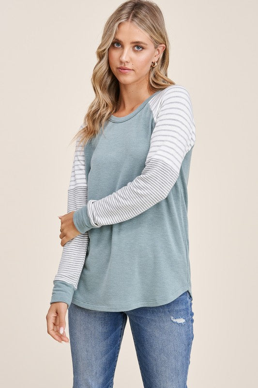 Striped Raglan Terry Top