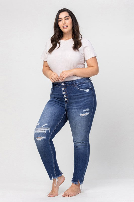 Plus Size Vervet High Rise Patched Button Up Jeans – Sandhills Clothing