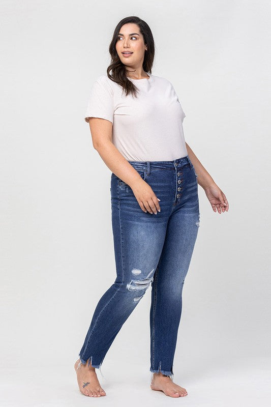 Plus Size Vervet High Rise Patched Button Up Jeans
