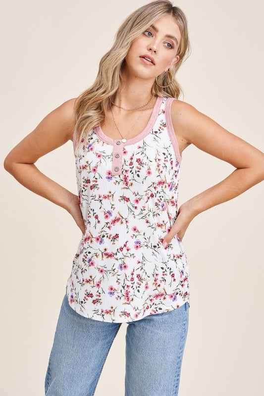 Ribbed Floral Tank