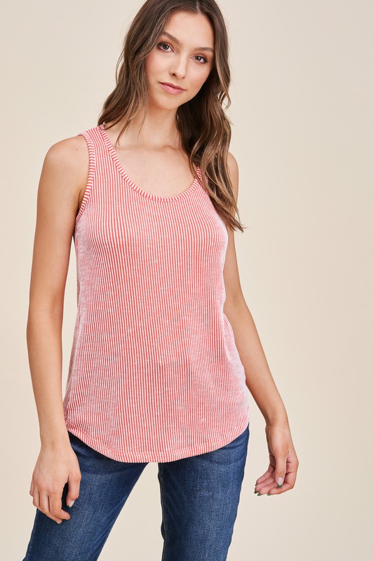 Two Tone Ribbed Tank