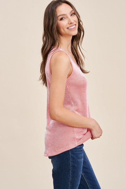 Two Tone Ribbed Tank