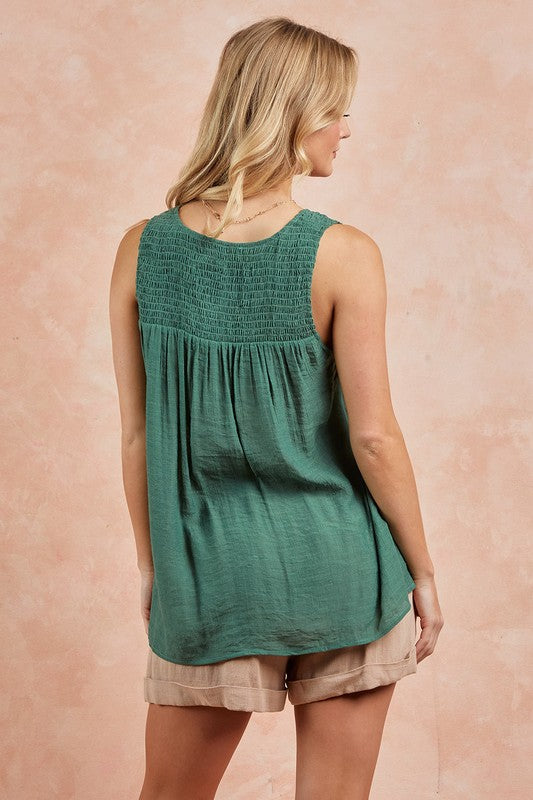 Plus Sized Smocked Yoke Tank