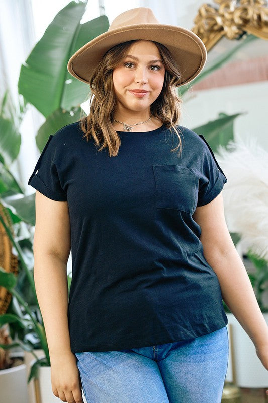 Curvy Rolled Short Sleeve Top
