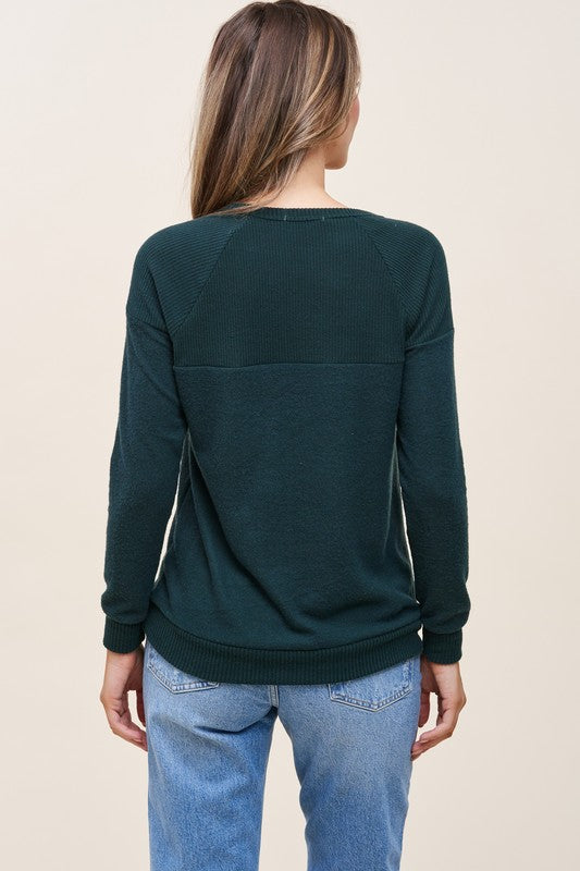 Raglan Long Sleeve Sweater Top