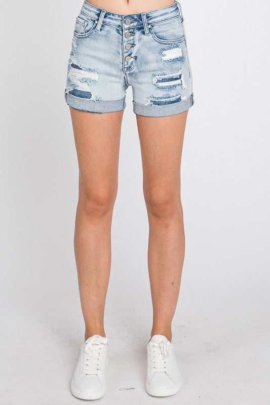 Petra High Rise Patched Stretch Shorts