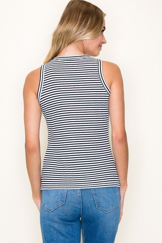 Ribbed Stripped Sleeveless Top