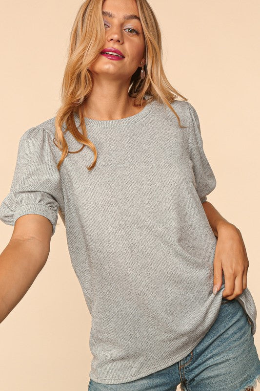 Plus Size Bubble Puff Sleeve Top