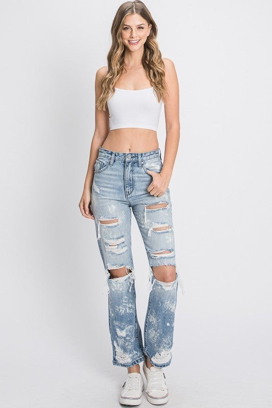 Petra High Rise Bleached Vintage Straight Jeans