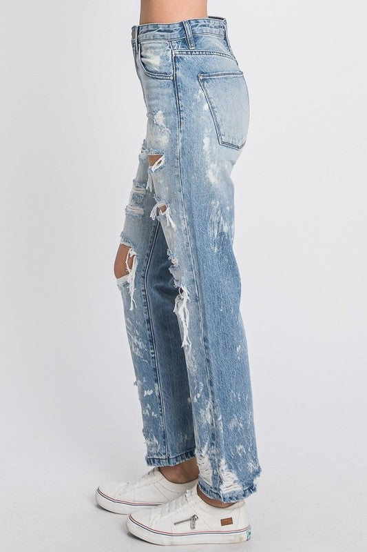 Petra High Rise Bleached Vintage Straight Jeans