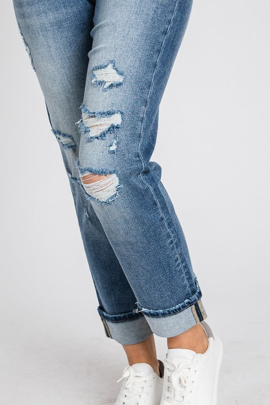 Petra Destroyed Super High Rise Straight Jeans