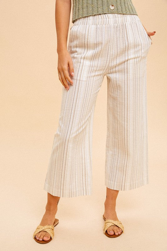 Linen Stripe Wide Pants